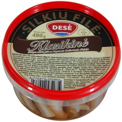 "Desė Klasikinė" Sūdyta silkių filė su keptomis daržovėmis aliejuje 480g (Herring with cooked vegetables)