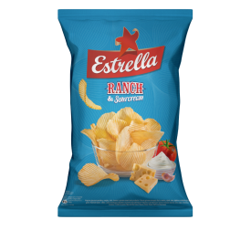 “Estrella” Duonos traškučiai “Ranch” 130g “Estrella” Duonos traškučiai “Ranch” 130g