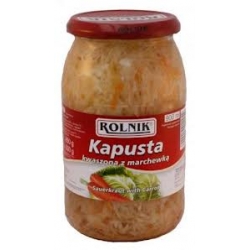 "Rolnik"Rauginti kopūstai su morkomis stiklainyje 850g (Sauerkraut with carrot)